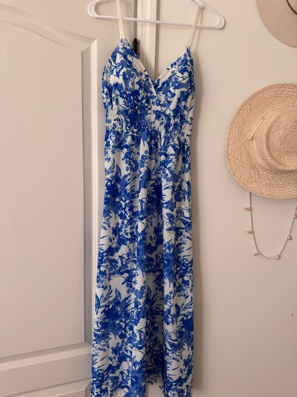Blue and White Floral Maxi Dress